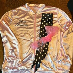 Pink Ladies jacket w/scarf and bow Halloween costume ~ Women’s medium